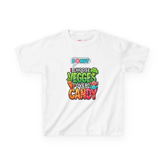 "Veggies Over Candy" Kids Heavy Cotton Tee