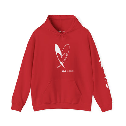 Love 2 Hate Hooded Sweatshirts with custom sleeve print - Unisex