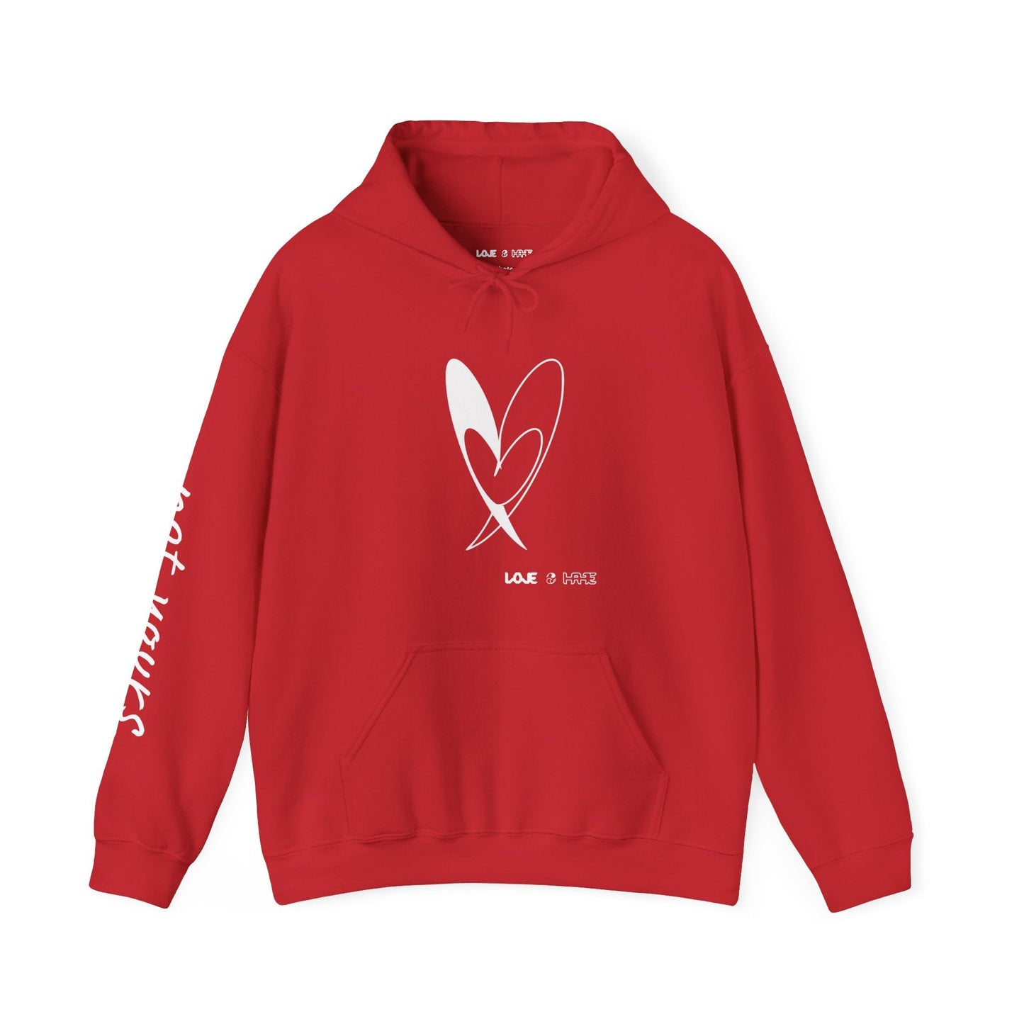 Love 2 Hate Hooded Sweatshirts with custom sleeve print - Unisex