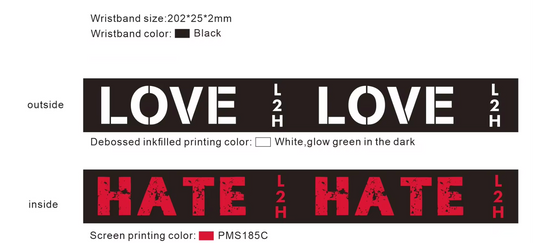 LOVE / HATE Glow-In-The-Dark Wristband by Love2Hate